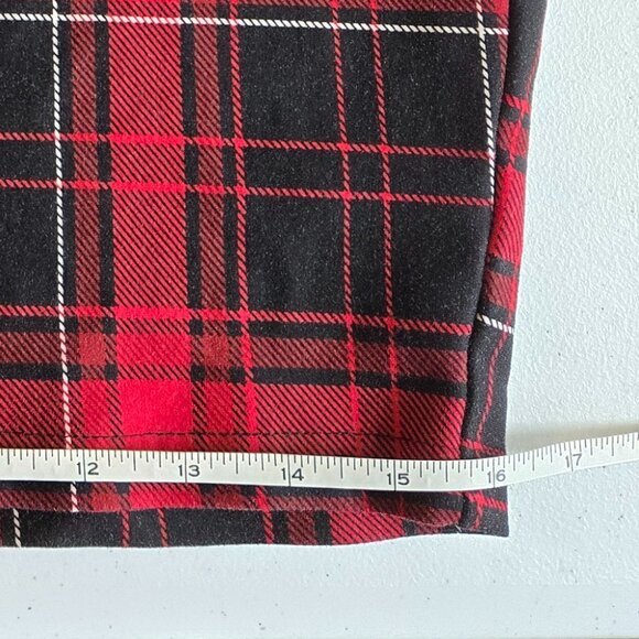 725-25 Torrid Red/White/Black plaid Midi Ponte Pencil Skirt Size 2 18/20 - Picture 8 of 13